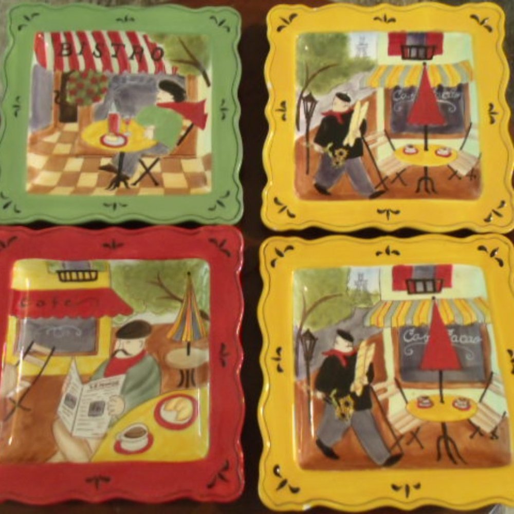 4 Jennifer Brinley 8 1/2" Square Individual Plates